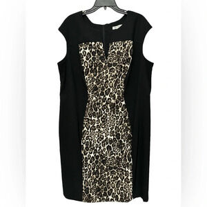 Dressbarn Animal Print Sheath Dress Size 18 Black Cheetah Print Sleeveless NWT